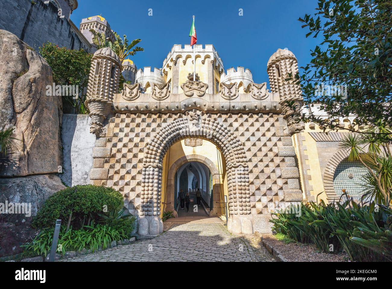 Monumental Gate at Pena Palace - Sintra, Portugal Stock Photo