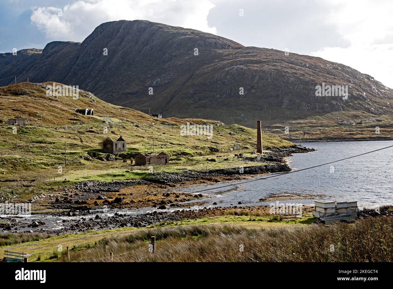 Remains of the Bunavoneader whaling station on the Isle of Harris, Outer Hebrides, Scotland, UK. Stock Photo