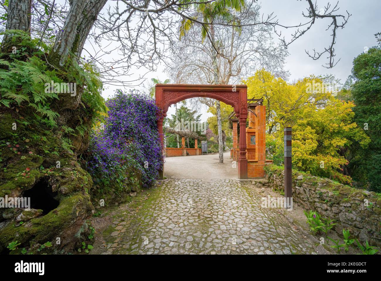 Indian Arch at Park and Palace of Monserrate - Sintra, Portugal Stock Photo