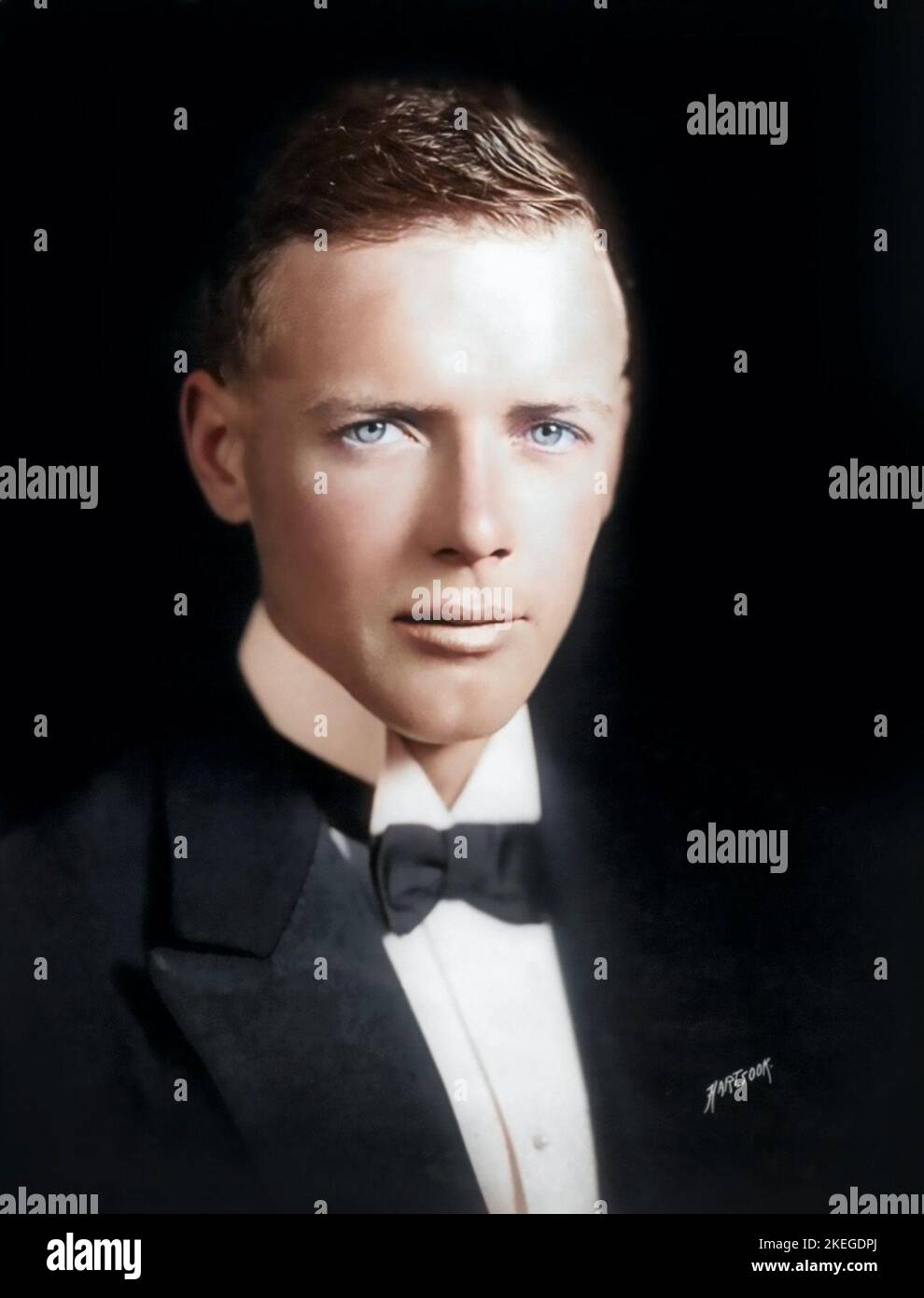 Charles Lindbergh by Fred Hartsook colorized Stock Photo Alamy