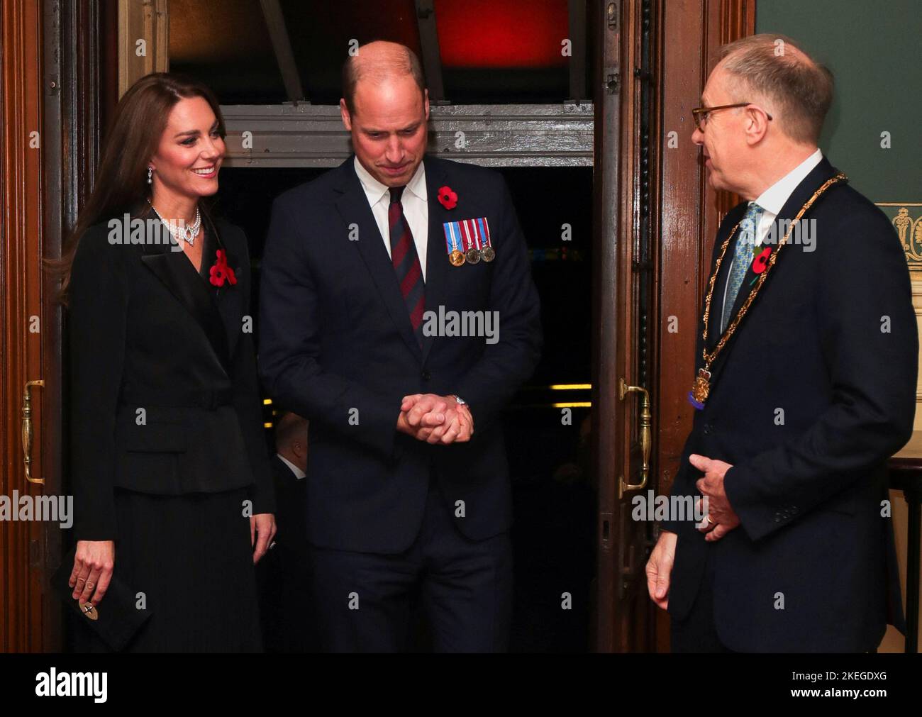The Prince and Princess of Wales arrive for the annual Royal British Legion Festival of Remembrance at the Royal Albert Hall in London. Picture date: Saturday November 12, 2022. Stock Photo