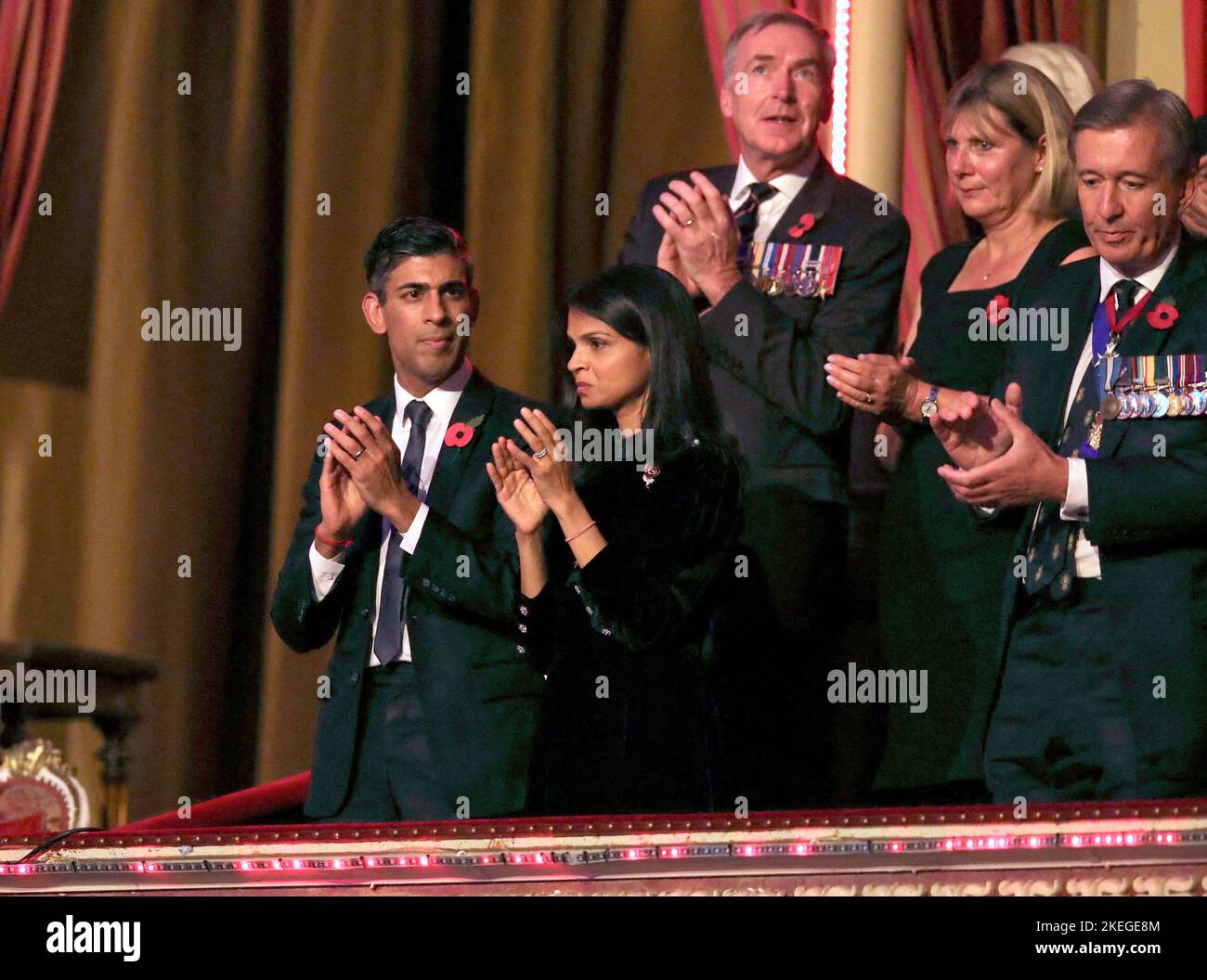 Prime Minister Rishi Sunak and his wife Akshata Murthy (front left) during the annual Royal British Legion Festival of Remembrance at the Royal Albert Hall in London. Picture date: Saturday November 12, 2022. Stock Photo