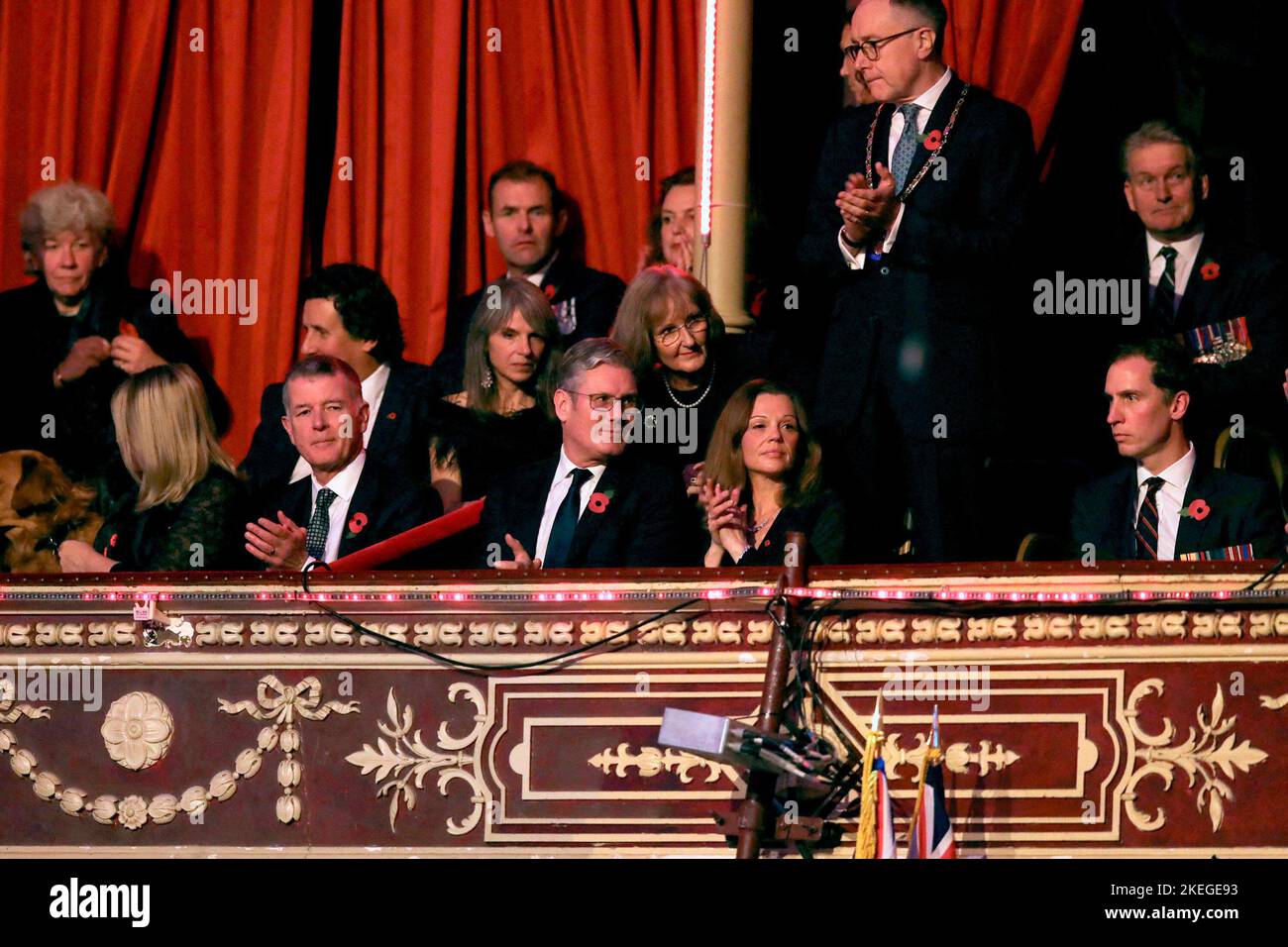 Labour Party leader Sir Keir Starmer and his wife Victoria (seated centre) during the annual Royal British Legion Festival of Remembrance at the Royal Albert Hall in London. Picture date: Saturday November 12, 2022. Stock Photo