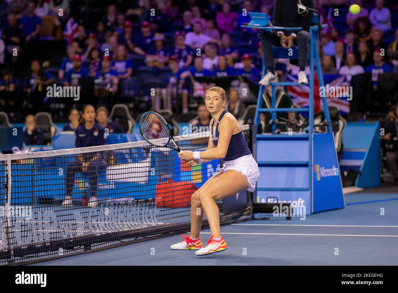 Glasgow, Scotland 12th November 2022.  Storm Sanders and Samantha Stosur of Australia beat Alicia Barnett and Olivia Nicholls of Team GB to reach the Stock Photo