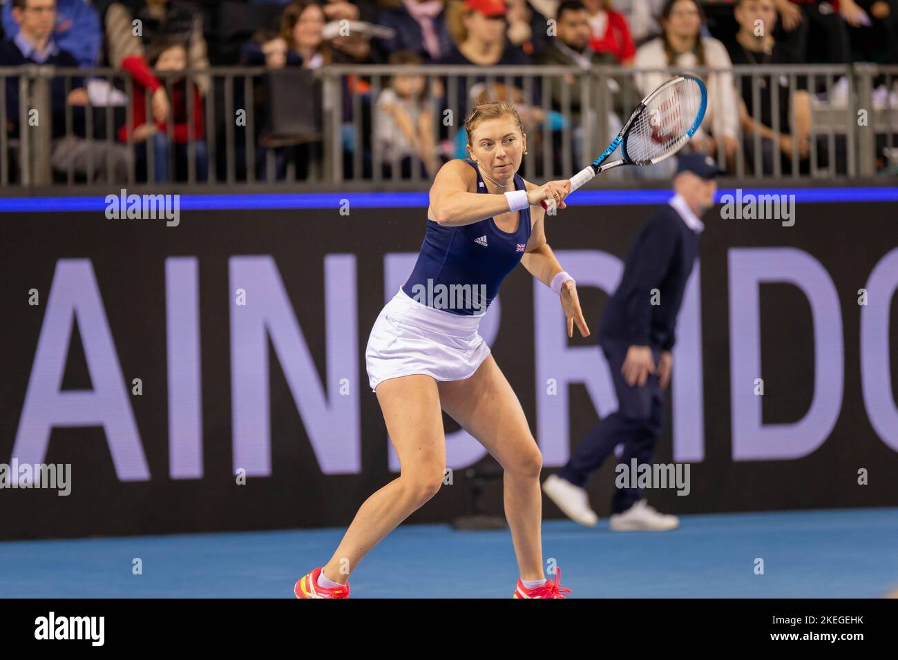 Glasgow, Scotland 12th November 2022.  Storm Sanders and Samantha Stosur of Australia beat Alicia Barnett and Olivia Nicholls of Team GB to reach the Stock Photo