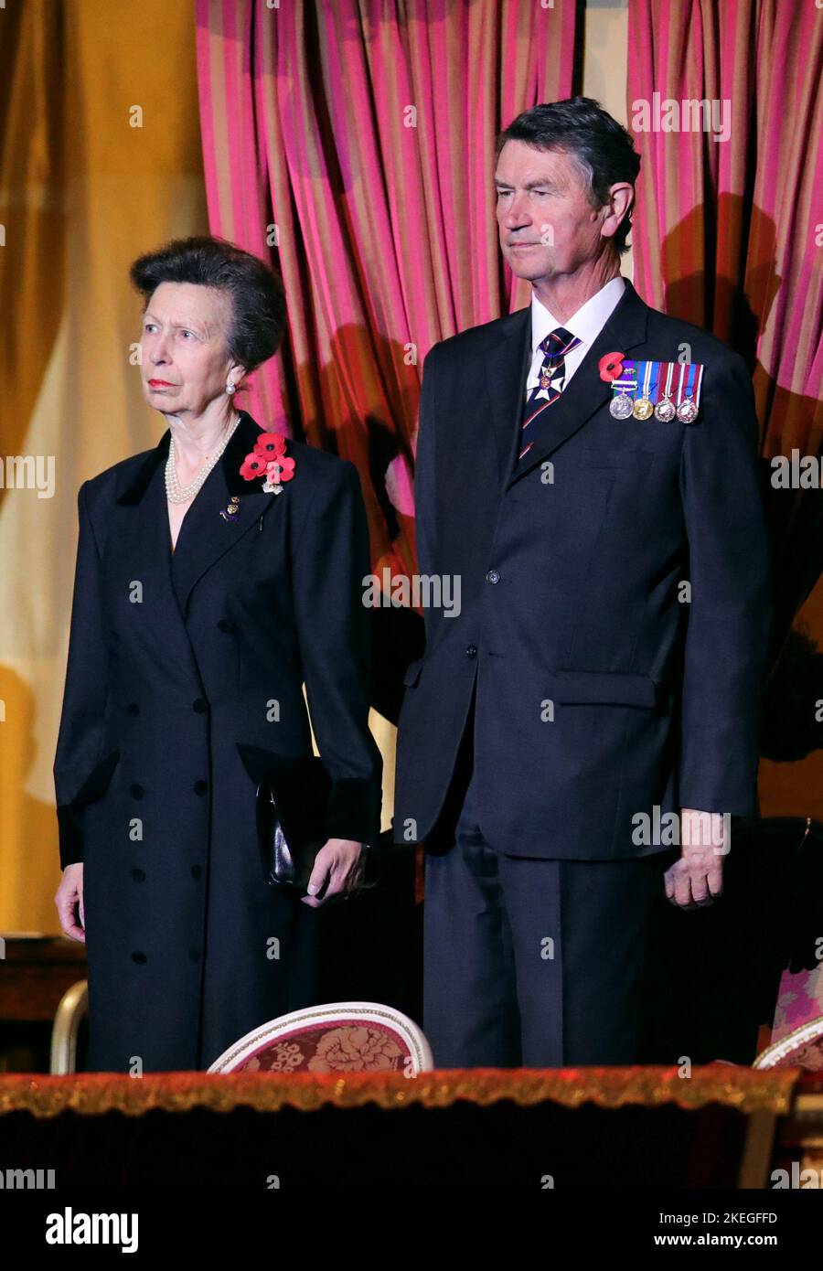 The Princess Royal and Vice Admiral Sir Timothy Laurence, during the annual Royal British Legion Festival of Remembrance at the Royal Albert Hall in London. Picture date: Saturday November 12, 2022. Stock Photo