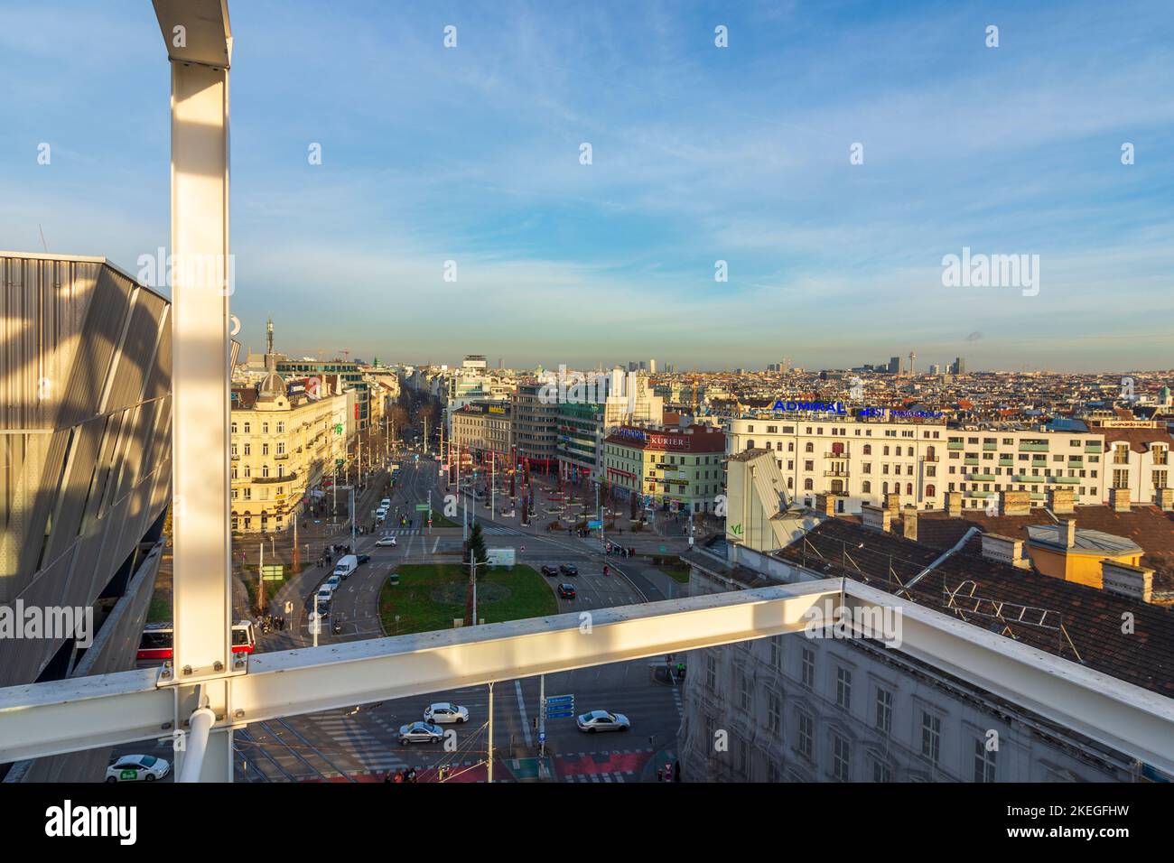 Wien, Vienna IKEA car free store Westbahnhof, view from rooftop restaurant to street