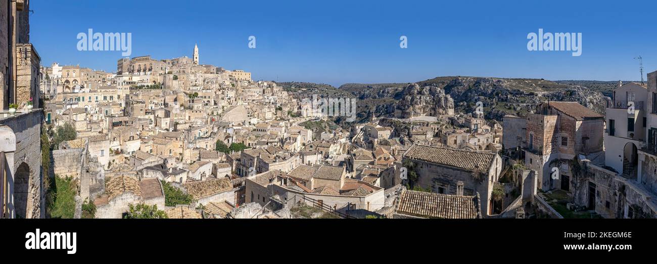 MATERA, ITALY OCTOBER 17, 2022 Panorama view of the of the buildings