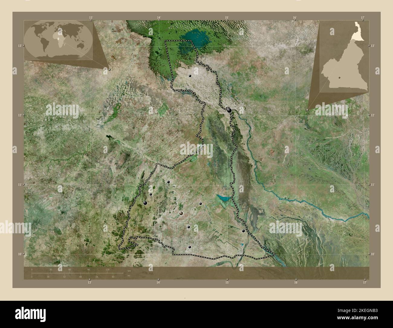 Extreme-Nord, region of Cameroon. High resolution satellite map