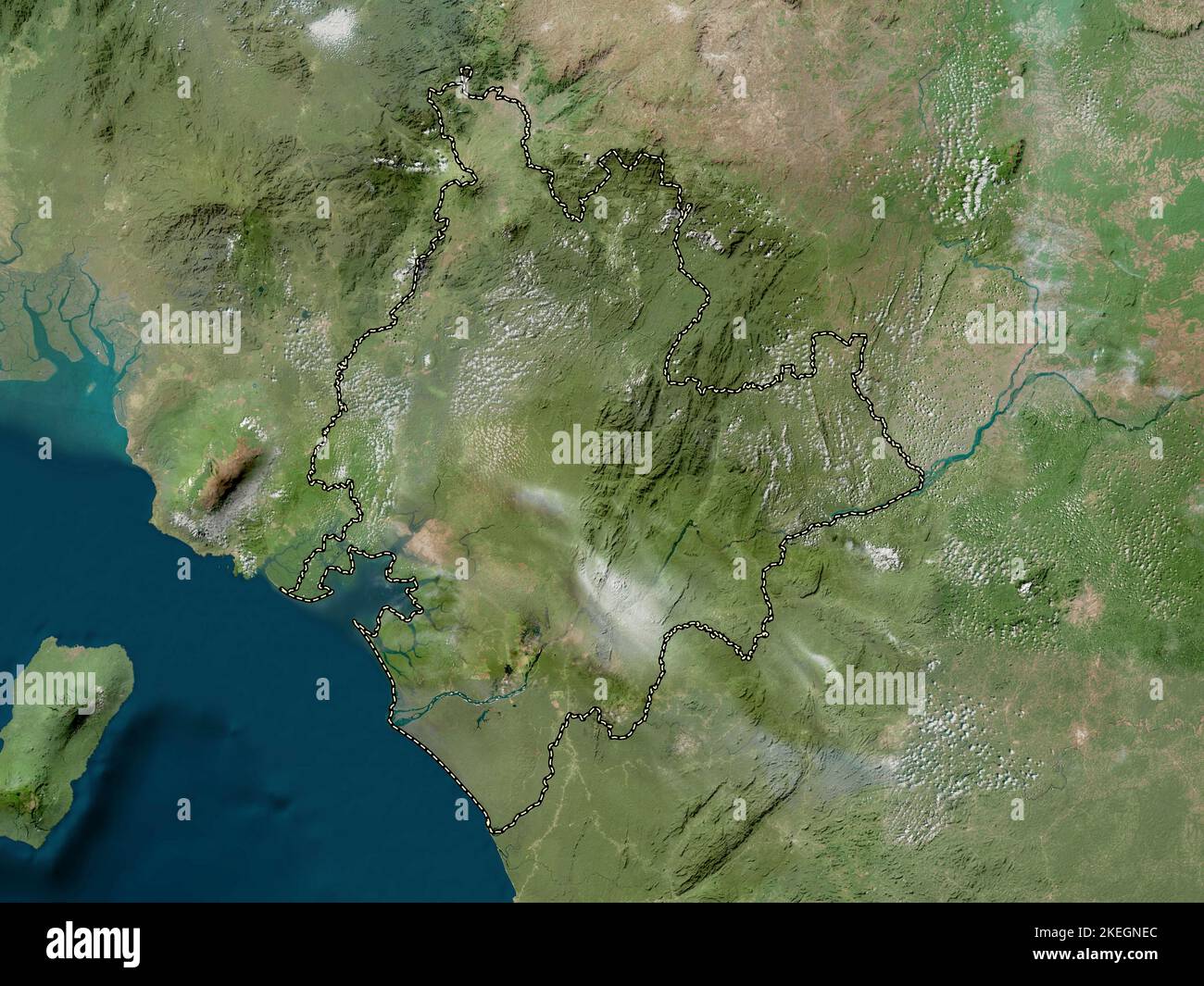Littoral, region of Cameroon. High resolution satellite map Stock Photo