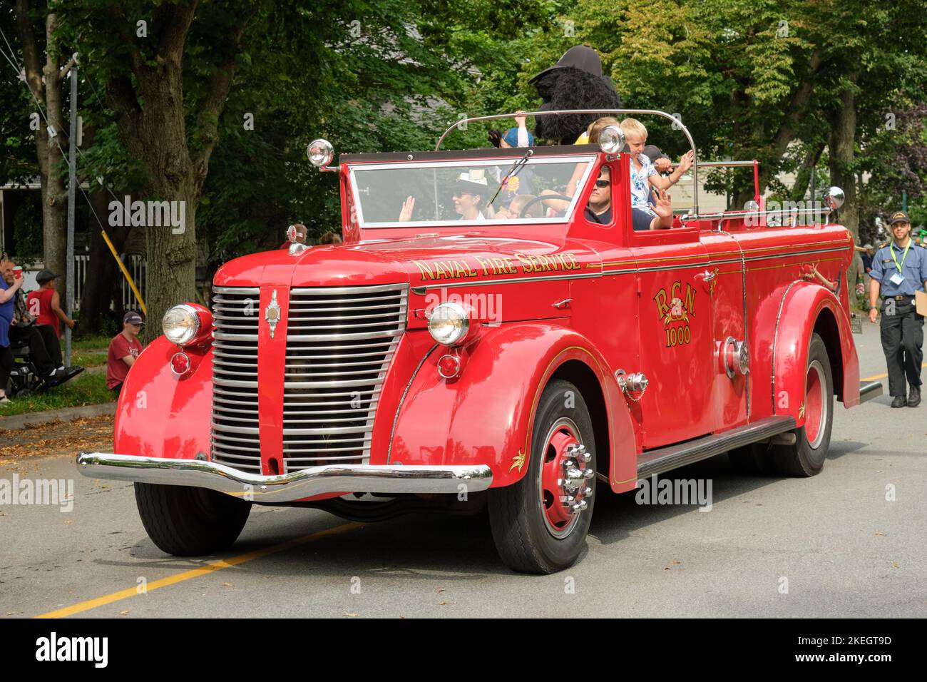 vintage firetruck in Halifax parade Stock Photo
