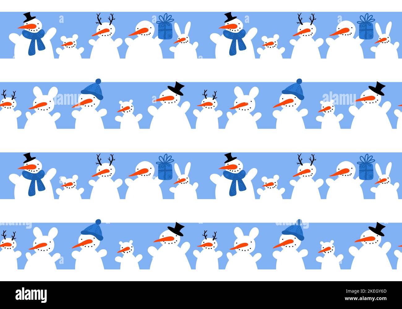 Winter seamless snowman and snowflakes pattern for Christmas wrapping ...