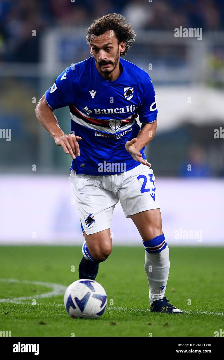 Genoa, Italy. 30 April 2022. Manolo Portanova of Genoa CFC in action during  the Serie A football match between UC Sampdoria and Genoa CFC. Credit:  Nicolò Campo/Alamy Live News Stock Photo - Alamy