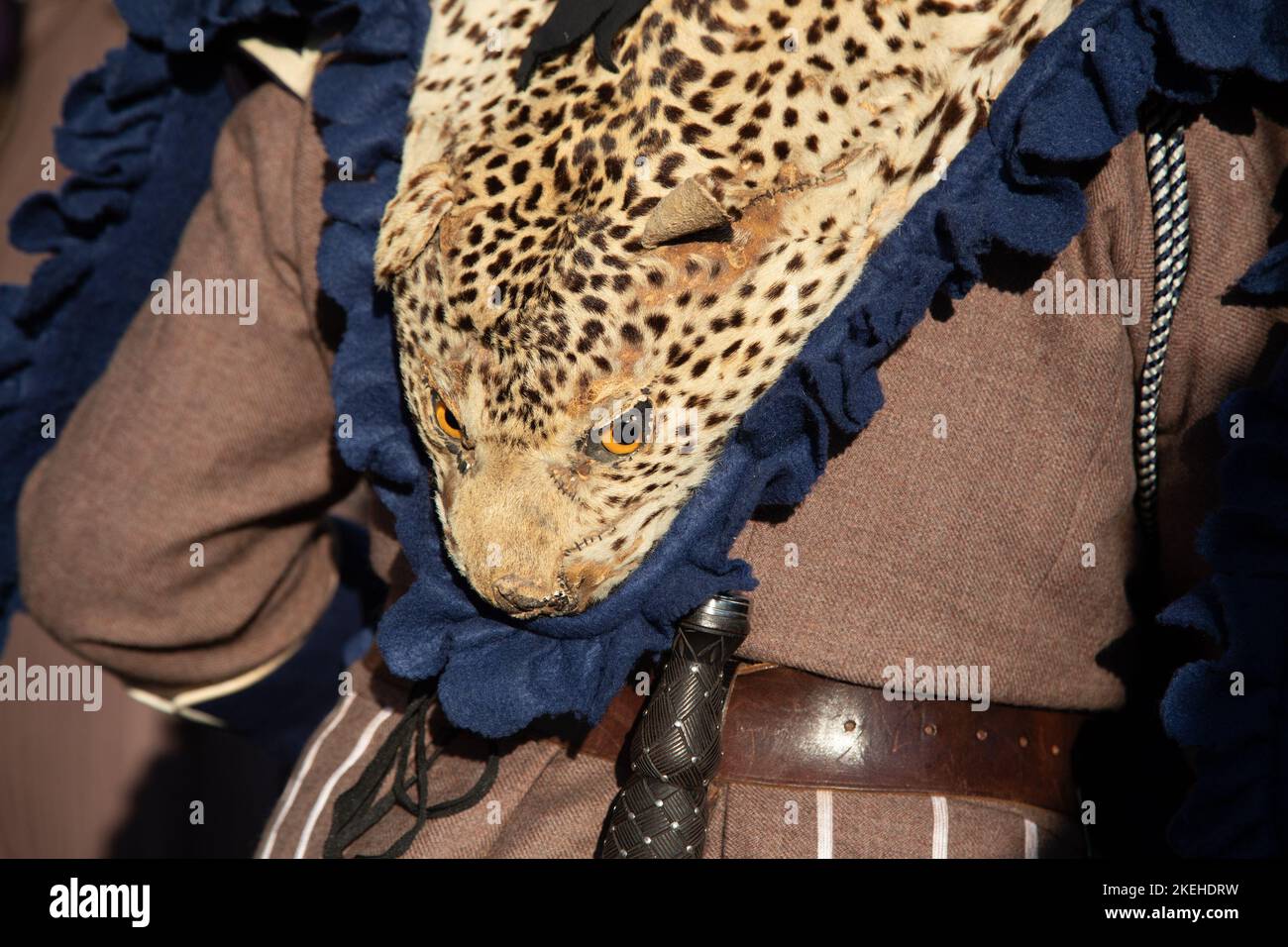 London, UK. 12th November 2022. A drummer wears a leopard skin during