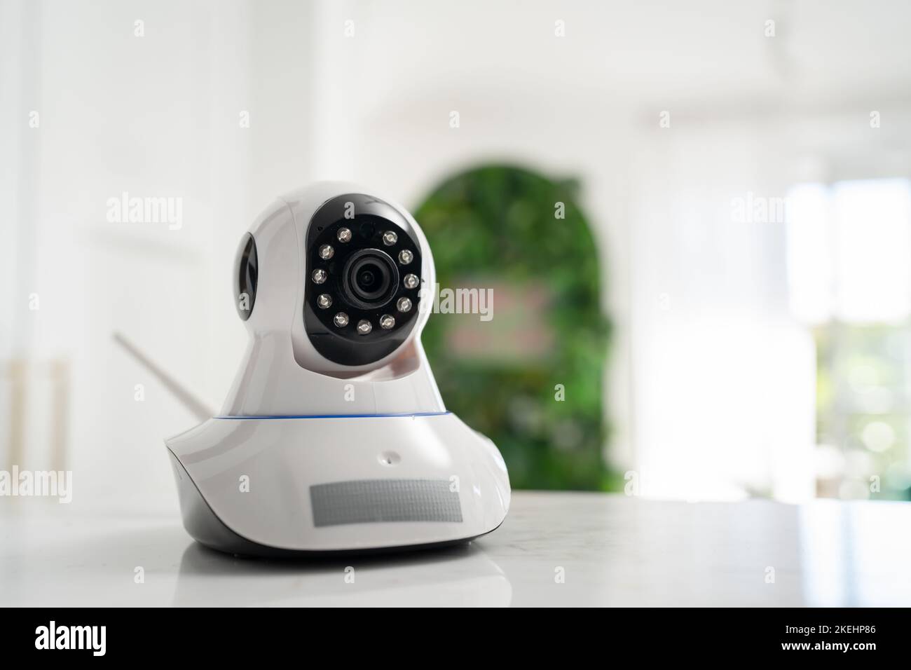 Security camera high tech smart home security technology digital on the table or shelf copy space Stock Photo