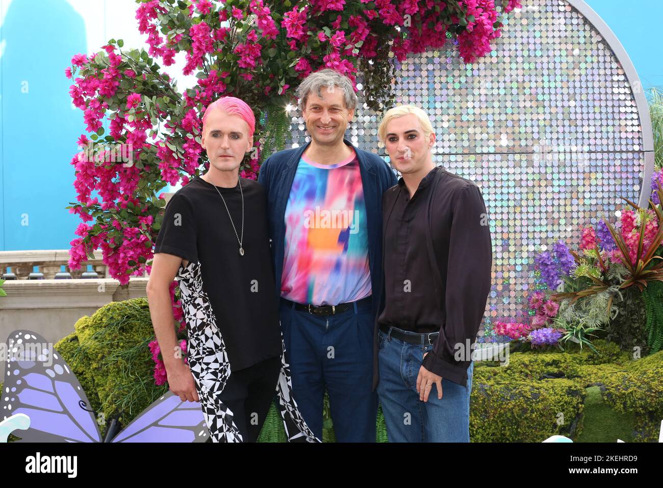 Gareth Pugh, Jonathan Reekie and Carson McColl  attend the opening Party for 'This Bright Land' at Somerset House - a summer celebration of community Stock Photo