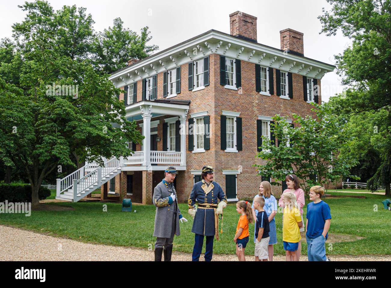 Newport News Virginia,Lee Hall Mansion,visitors travel traveling tour tourist tourism landmark landmarks culture cultural,vacation group people person Stock Photo