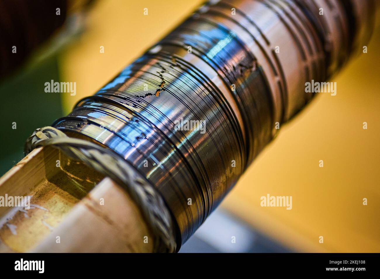 Piston rings for automobile engines at production process Stock Photo