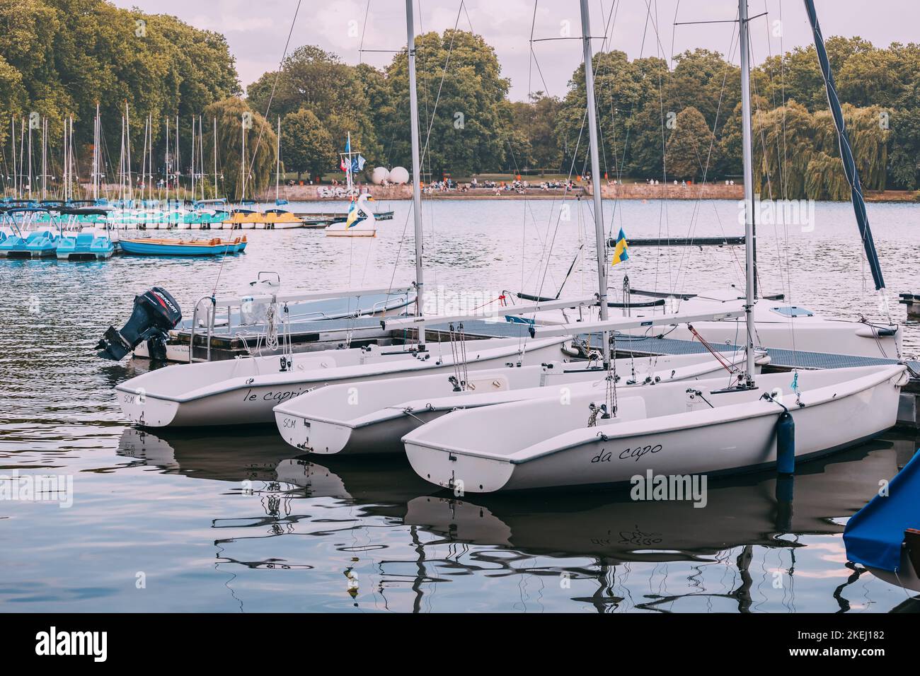 25 July 2022, Munster, Germany Many sailboats and other vessels for