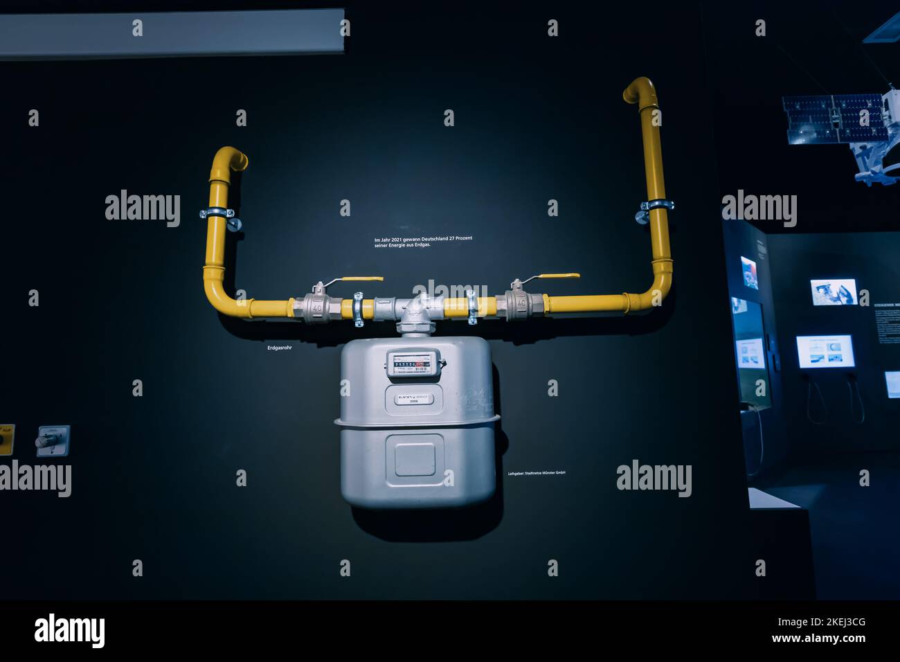 26 July 2022, Munster, Germany: gas meter at the museum exhibition. Problems of the energy crisis and gas storage capacity Stock Photo