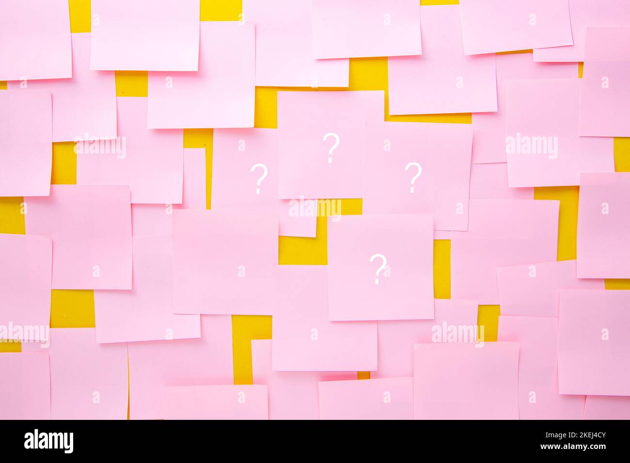 Uncertainty or doubt concept. Sticky notes with question marks. Stock Photo