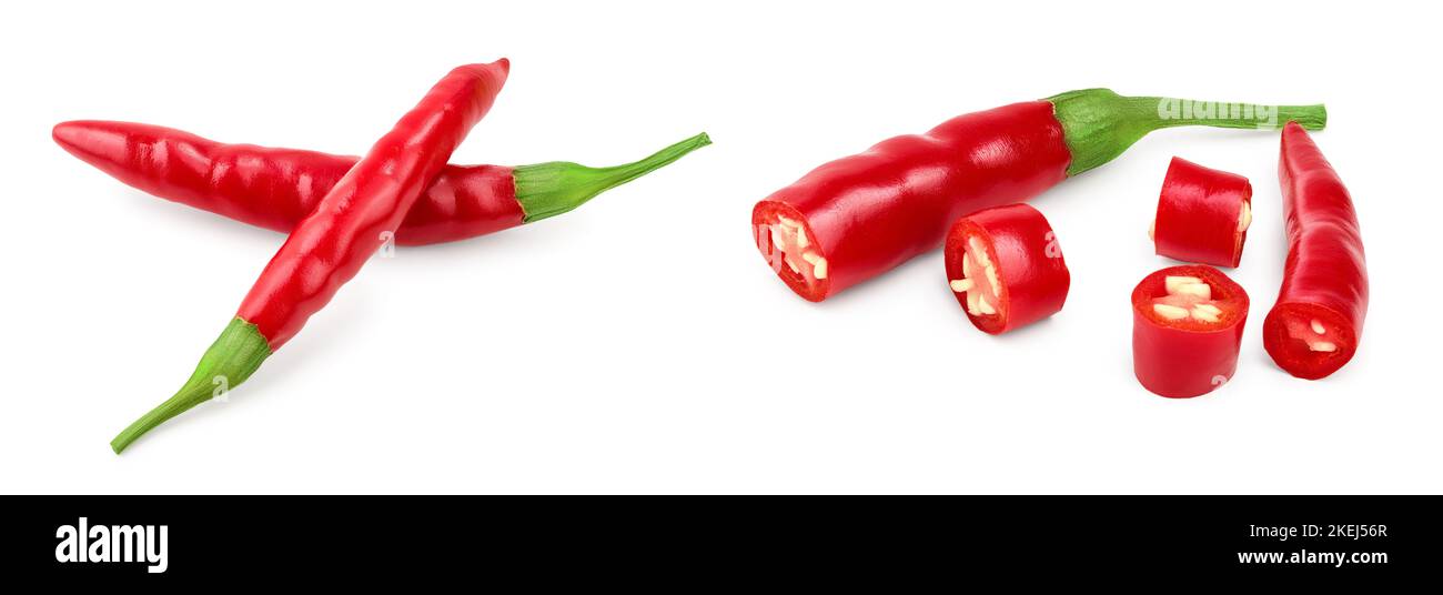 red hot chili peppers isolated on white background Stock Photo - Alamy