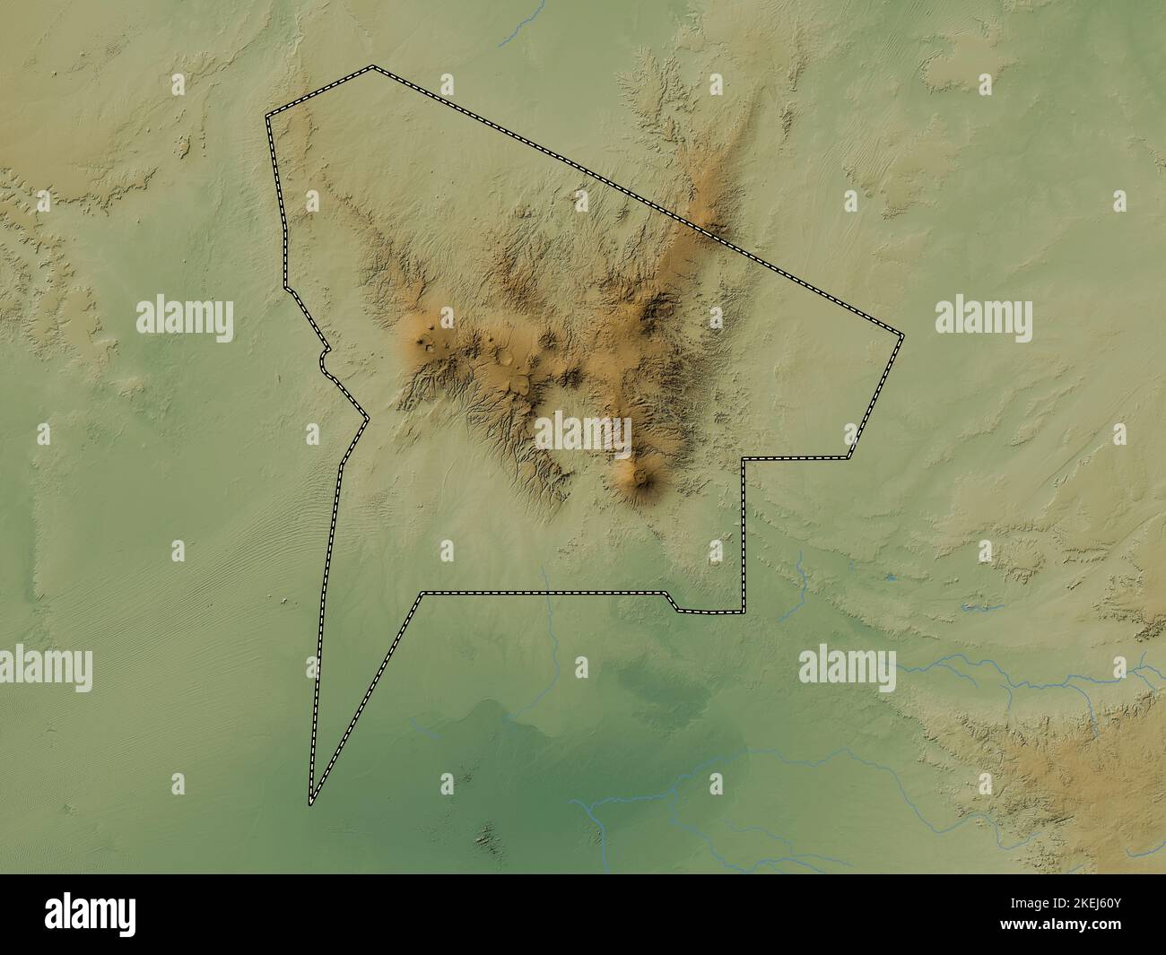 Tibesti Region Of Chad Colored Elevation Map With Lakes And Rivers Tibesti Region Of Chad Colored Elevation Map With Lakes And Rivers 2KEJ60Y