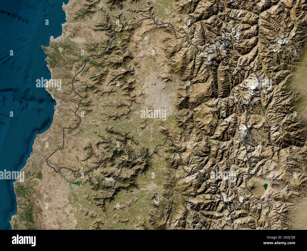 Region Metropolitana de Santiago, region of Chile. Low resolution satellite map Stock Photo