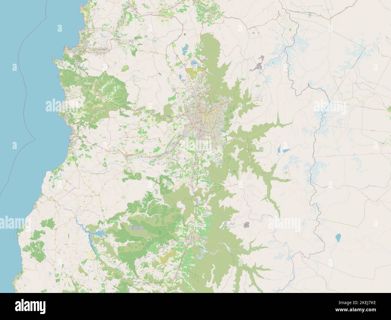 Region Metropolitana de Santiago, region of Chile. Open Street Map Stock Photo