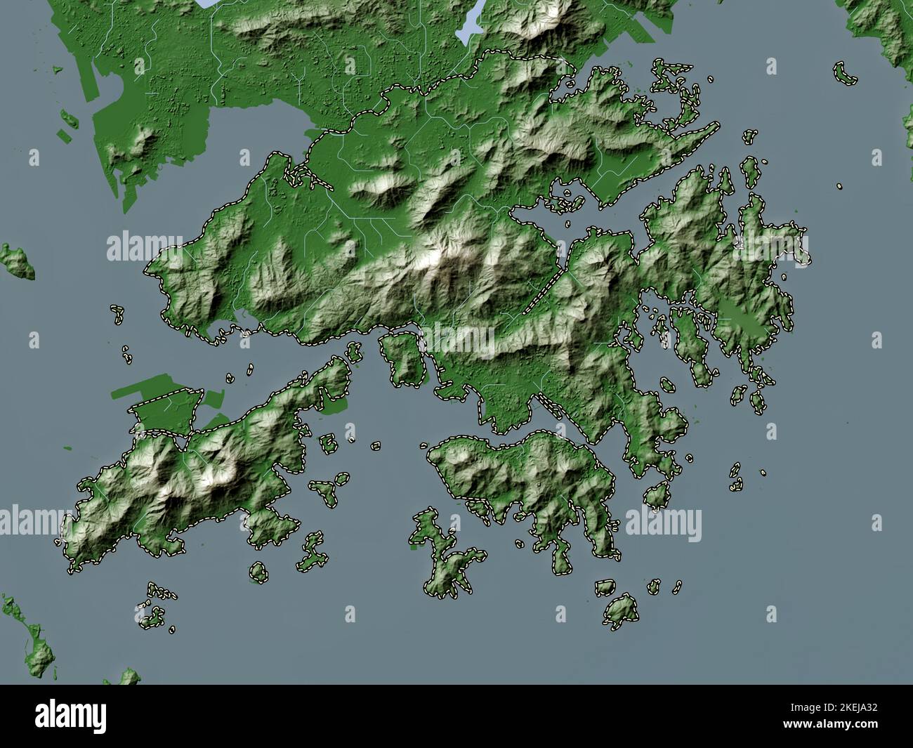 Hong Kong, autonomous region of China. Elevation map colored in wiki