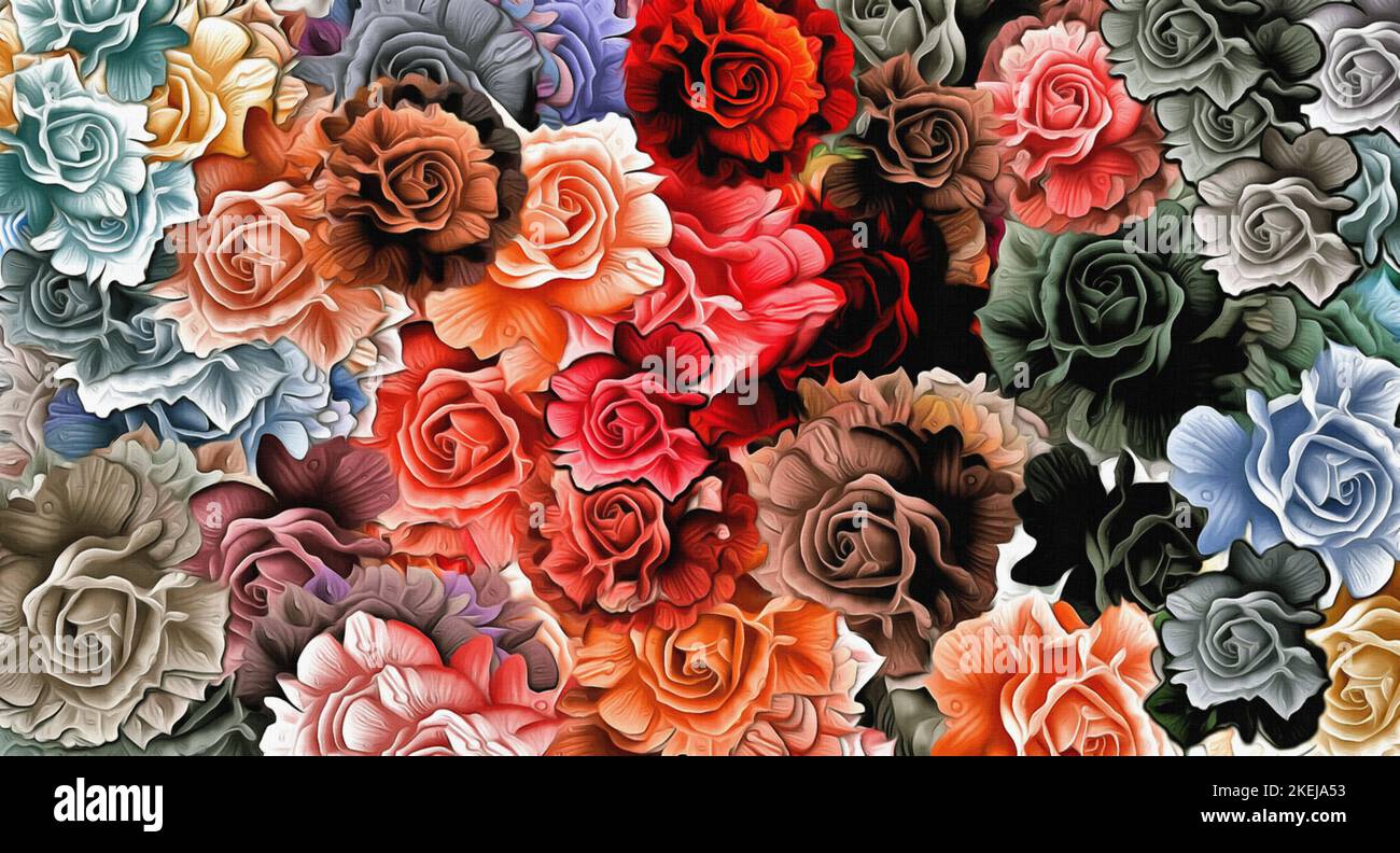 Computer graphics of abstract floral psychedelic background stylization ...