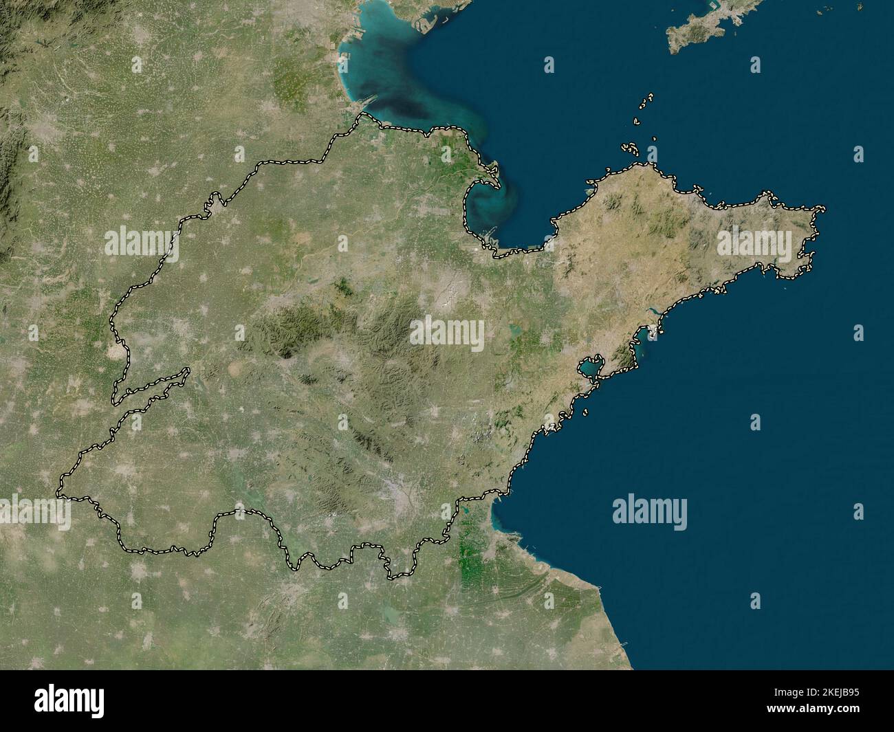 Shandong, province of China. Low resolution satellite map Stock Photo