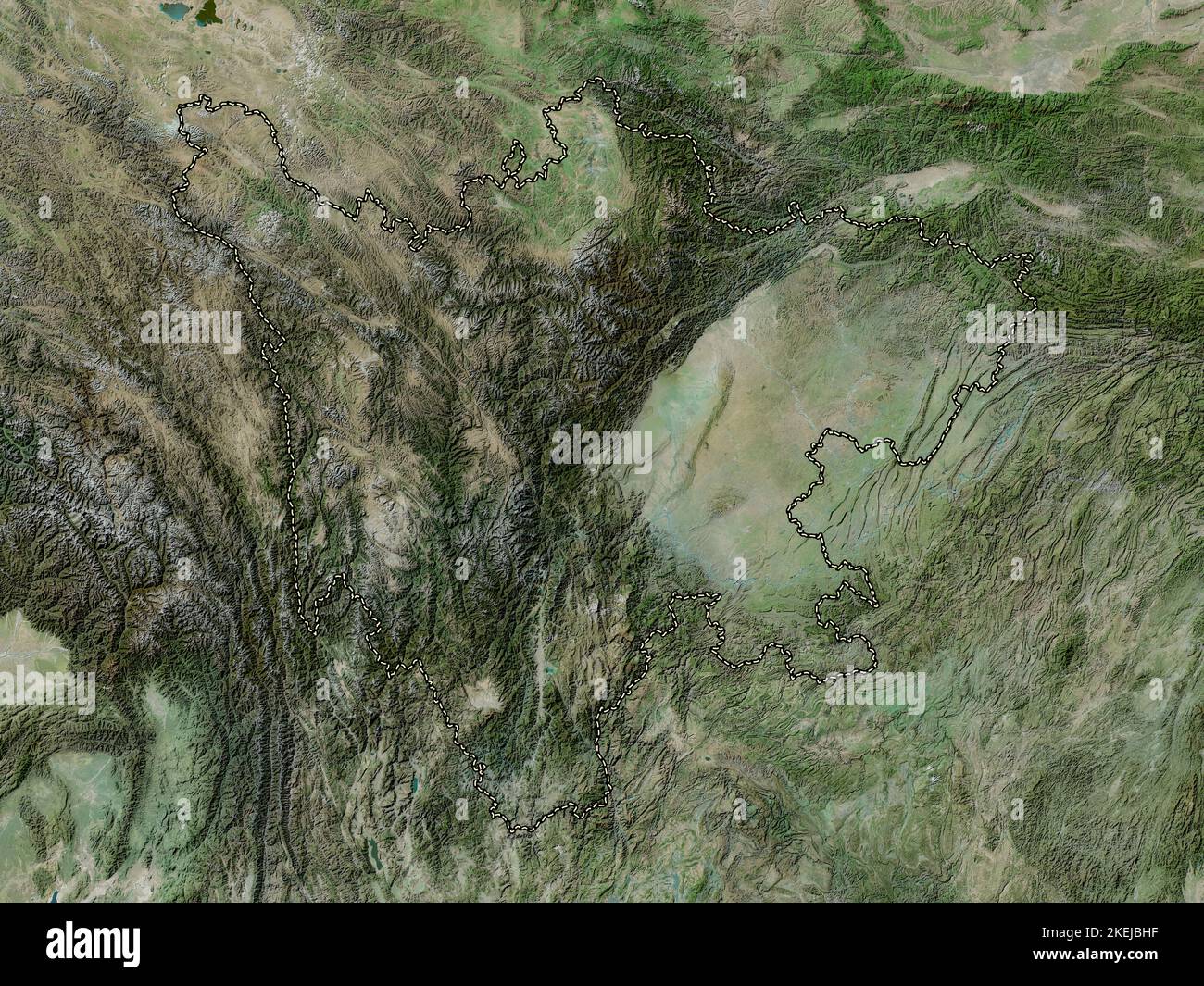 Sichuan, province of China. High resolution satellite map Stock Photo