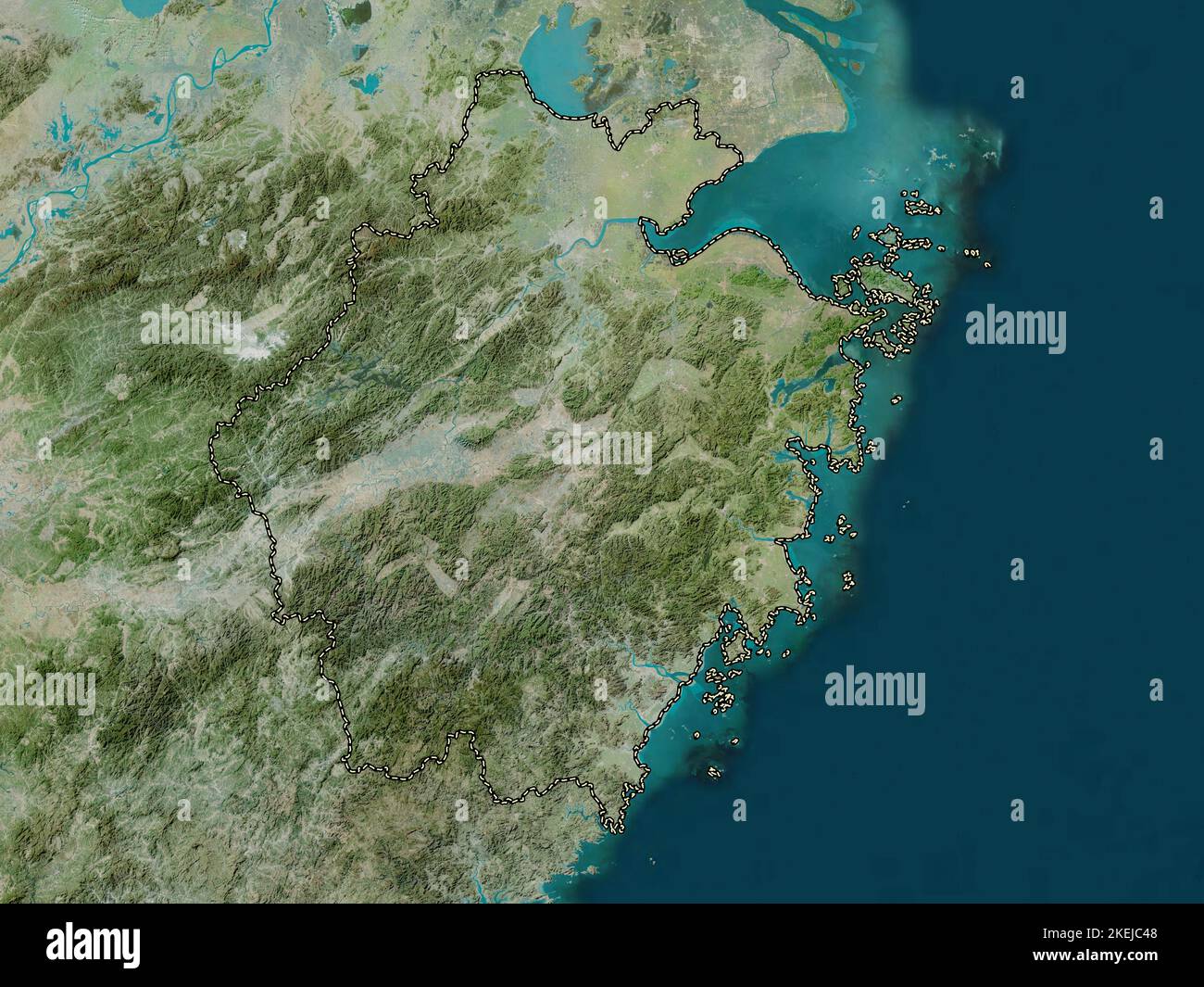 Zhejiang, province of China. High resolution satellite map Stock Photo