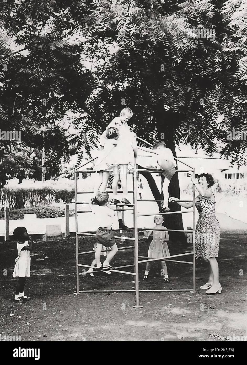 Children in the playground at the RAF Primary School on Burma Camp ...