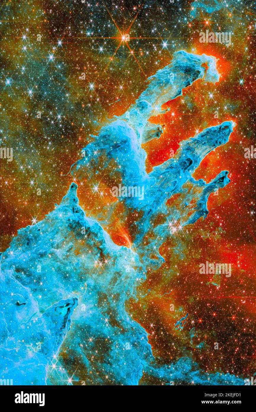 Pillars of Creation in the Eagle Nebula - James Webb telescope capture Stock Photo