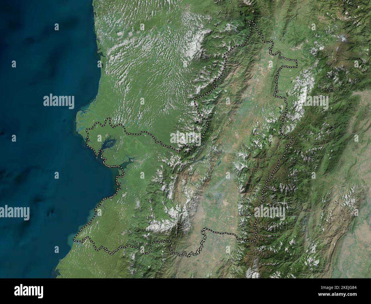 Valle del Cauca, department of Colombia. High resolution satellite map Stock Photo
