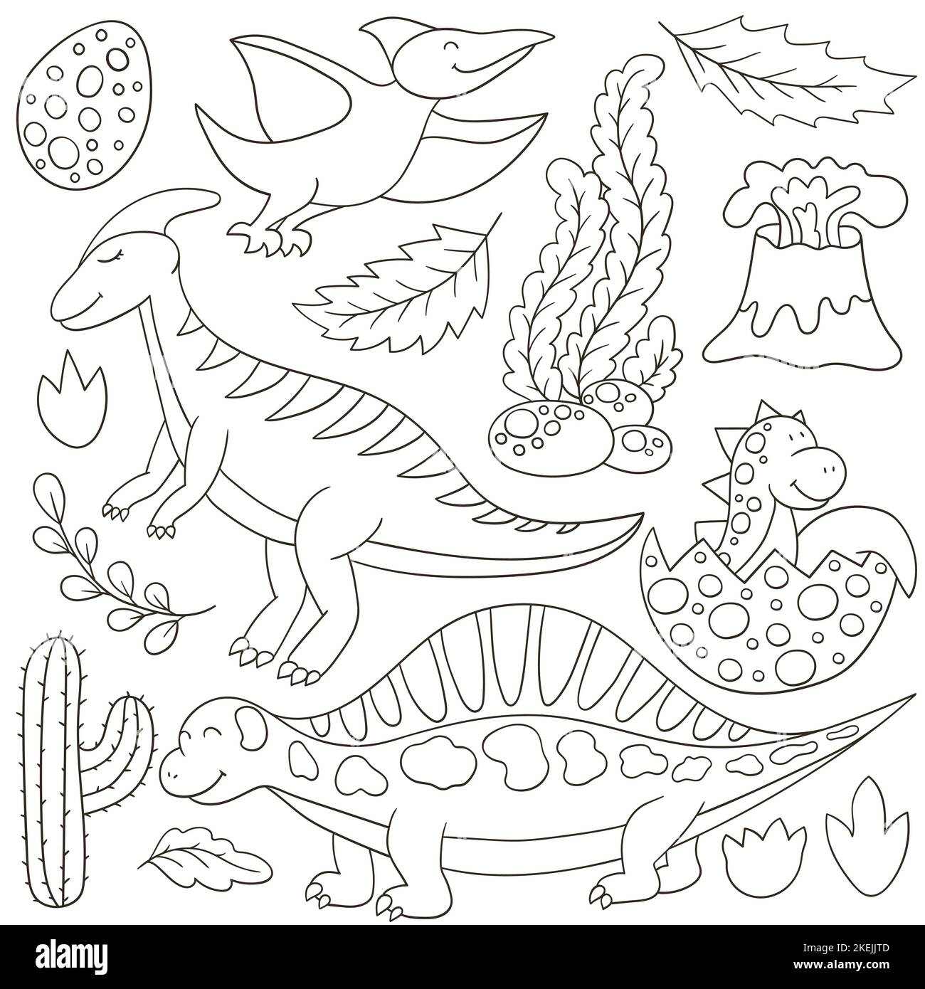 Set of vector illustrations in hand drawn style. Coloring drawings