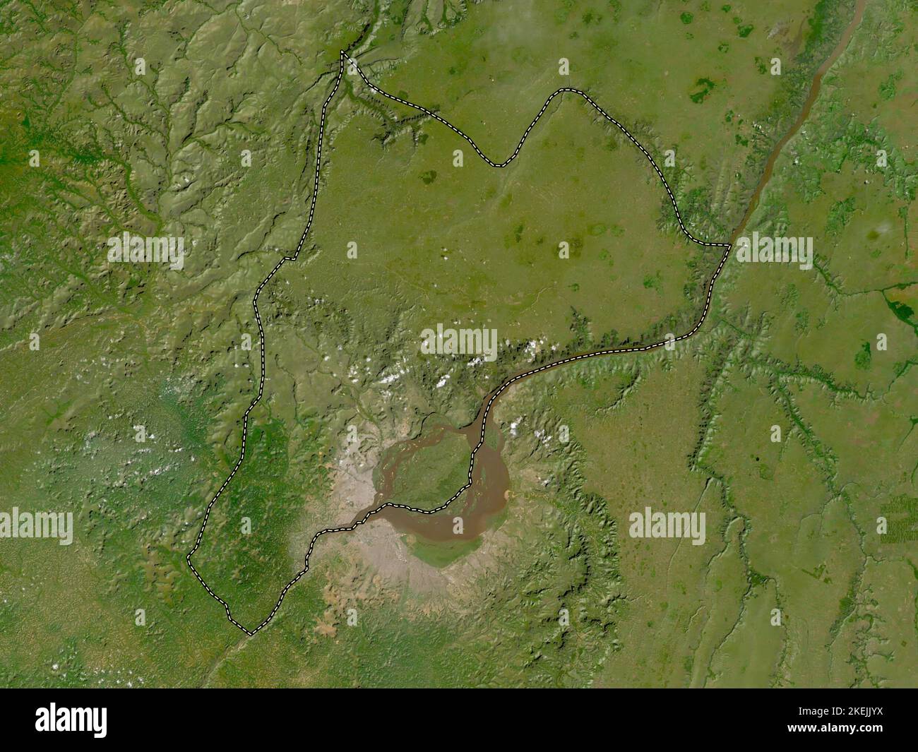 Brazzaville, region of Republic of Congo. Low resolution satellite map Stock Photo
