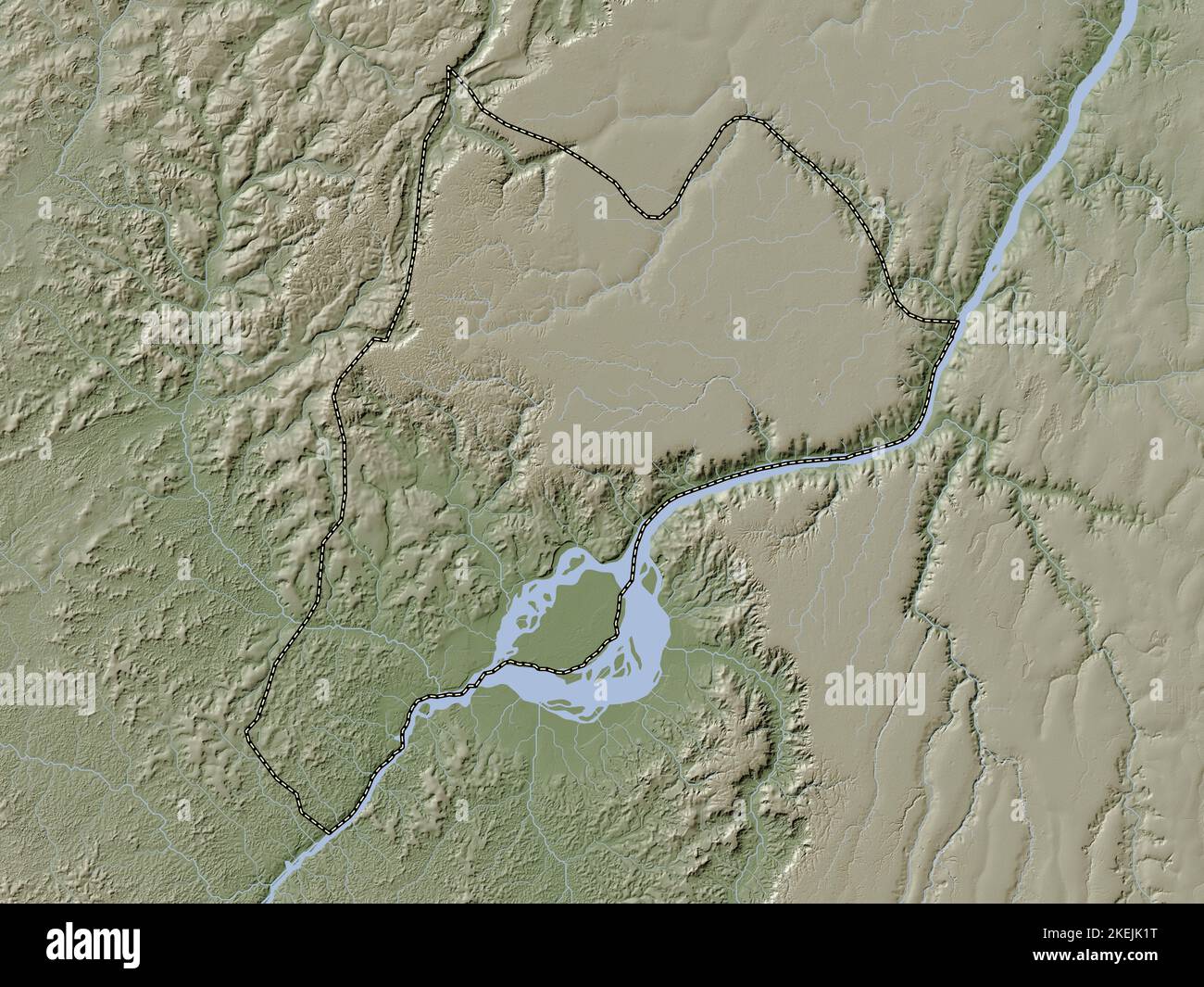 Brazzaville, region of Republic of Congo. Elevation map colored in wiki style with lakes and rivers Stock Photo
