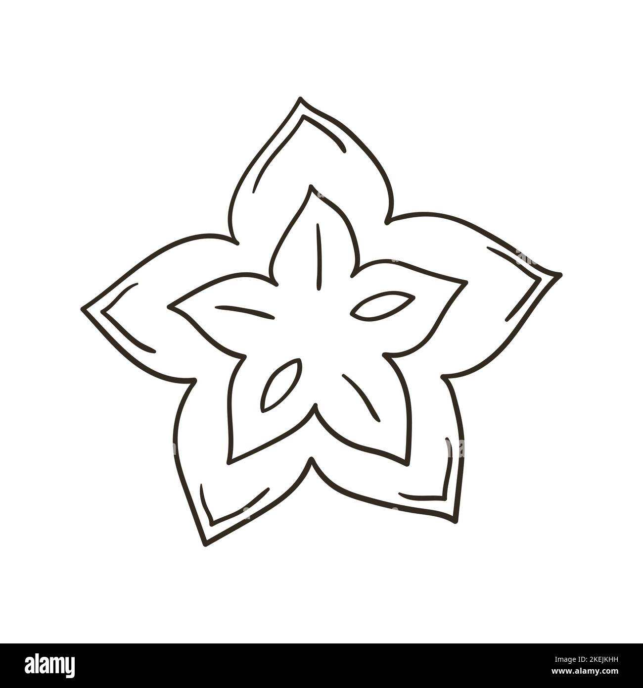 Carambola, Star-fruit. Coloring in hand drawn style. Children's ...