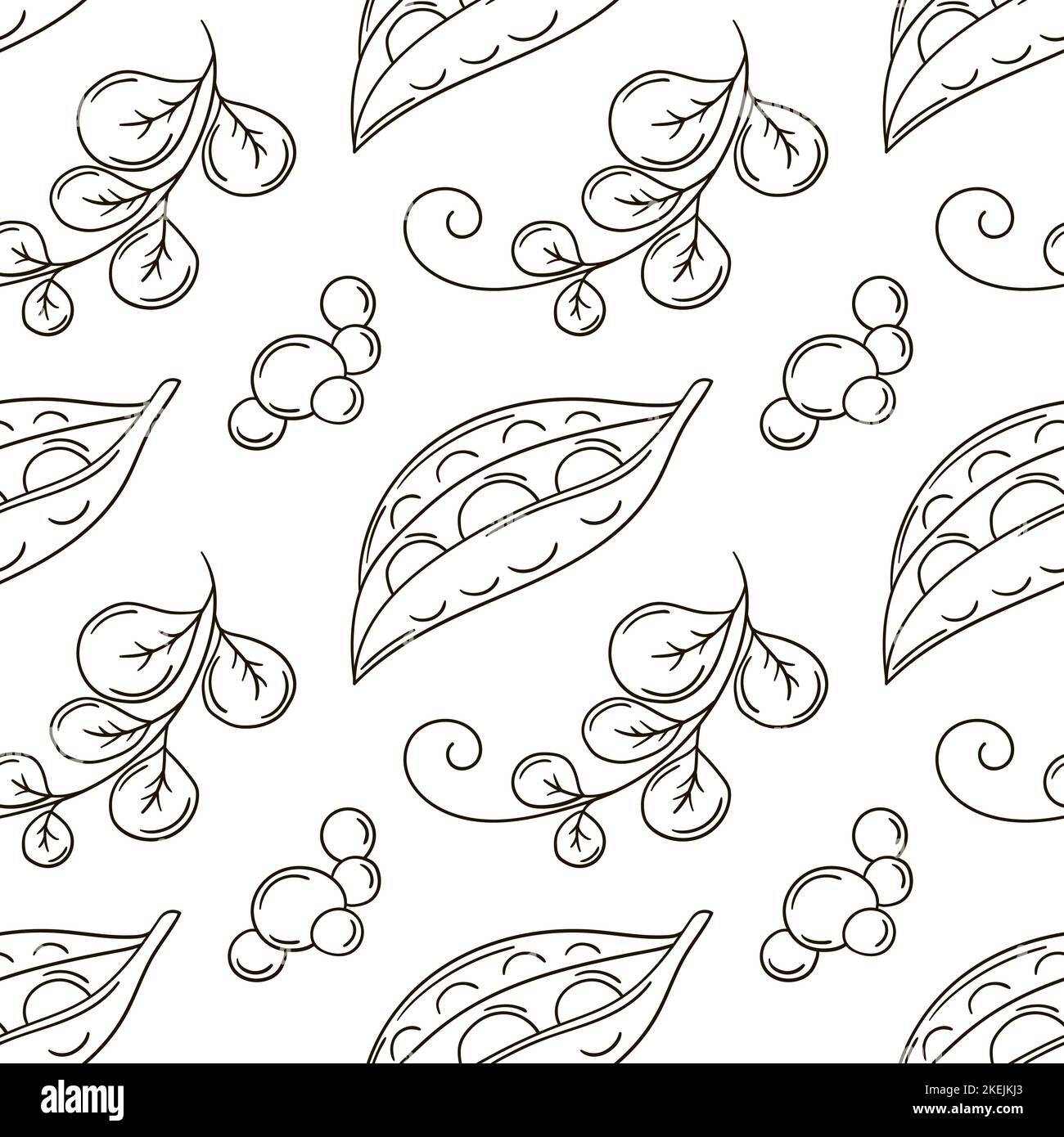 Peas Pattern Peas. Monochrome pattern for kitchen, restaurant or shop. Illustration ...