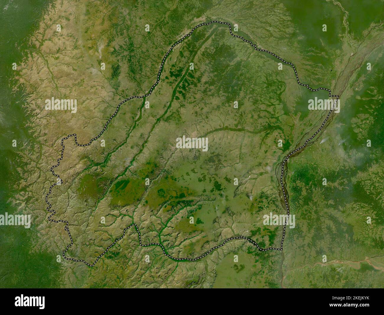 Plateaux, region of Republic of Congo. Low resolution satellite map Stock Photo