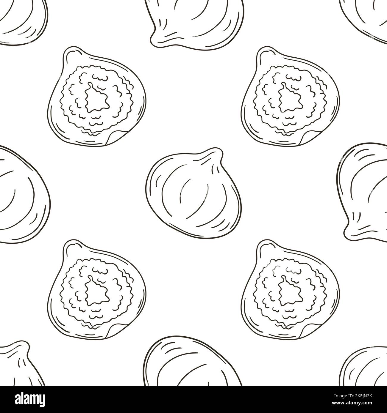 Monochrome Pattern For Restaurant Or Shop Figs Illustration In Hand Draw Style Can Be Used 0234