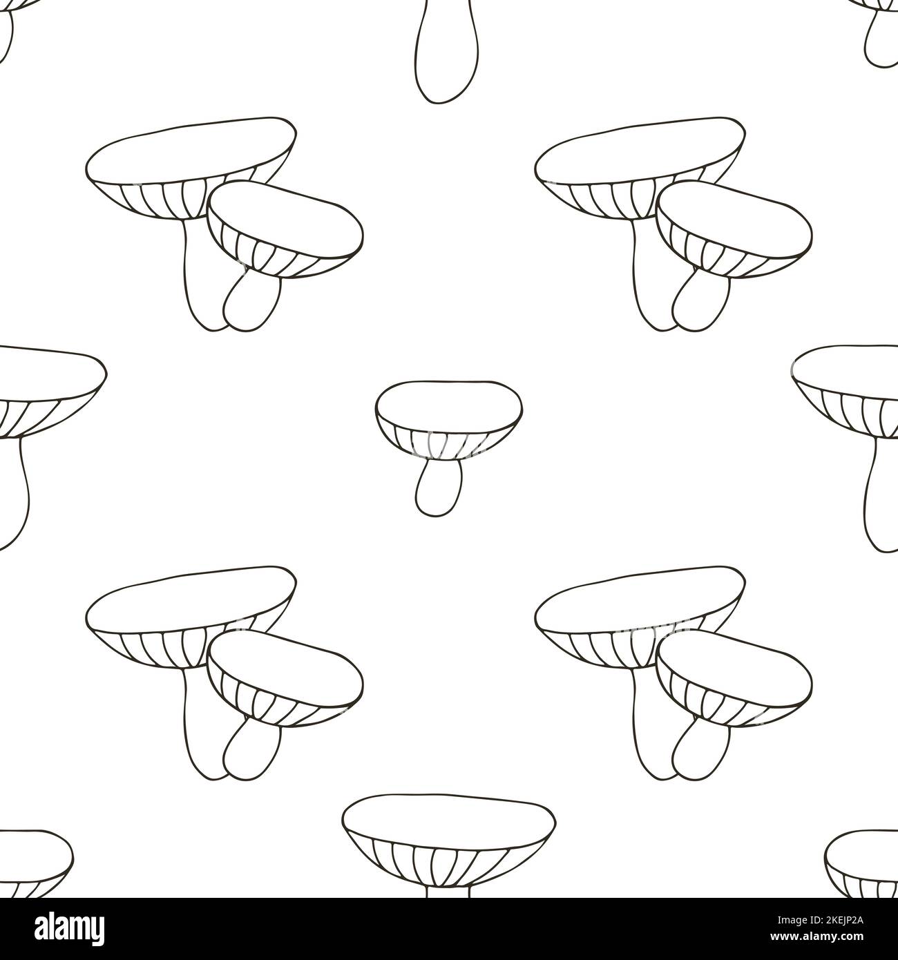Xerocomus. Seamless pattern with forest mushrooms. Illustration in hand draw style. Autumn motives. Can be used for fabric, packaging, wrapping and et Stock Vector