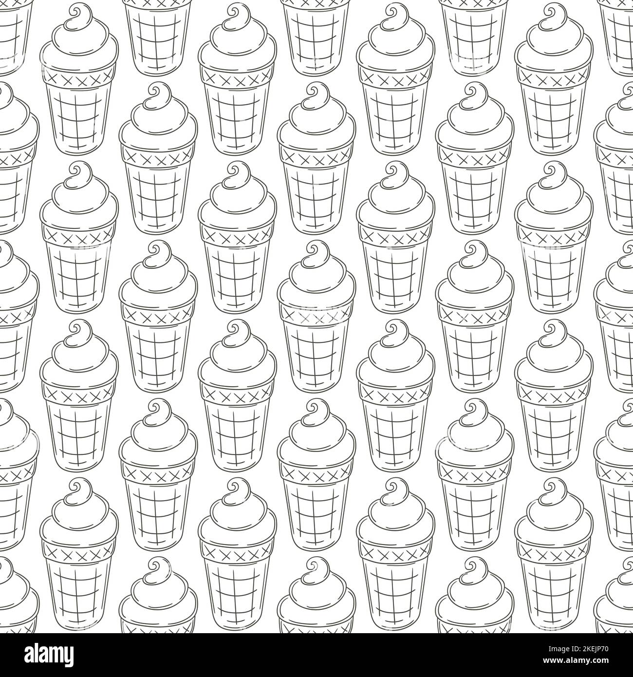 Coloring ice cream seamless pattern. Wonderful bright pattern with cold blue dessert. Summer. Print for cloth design, textile, fabric Stock Vector