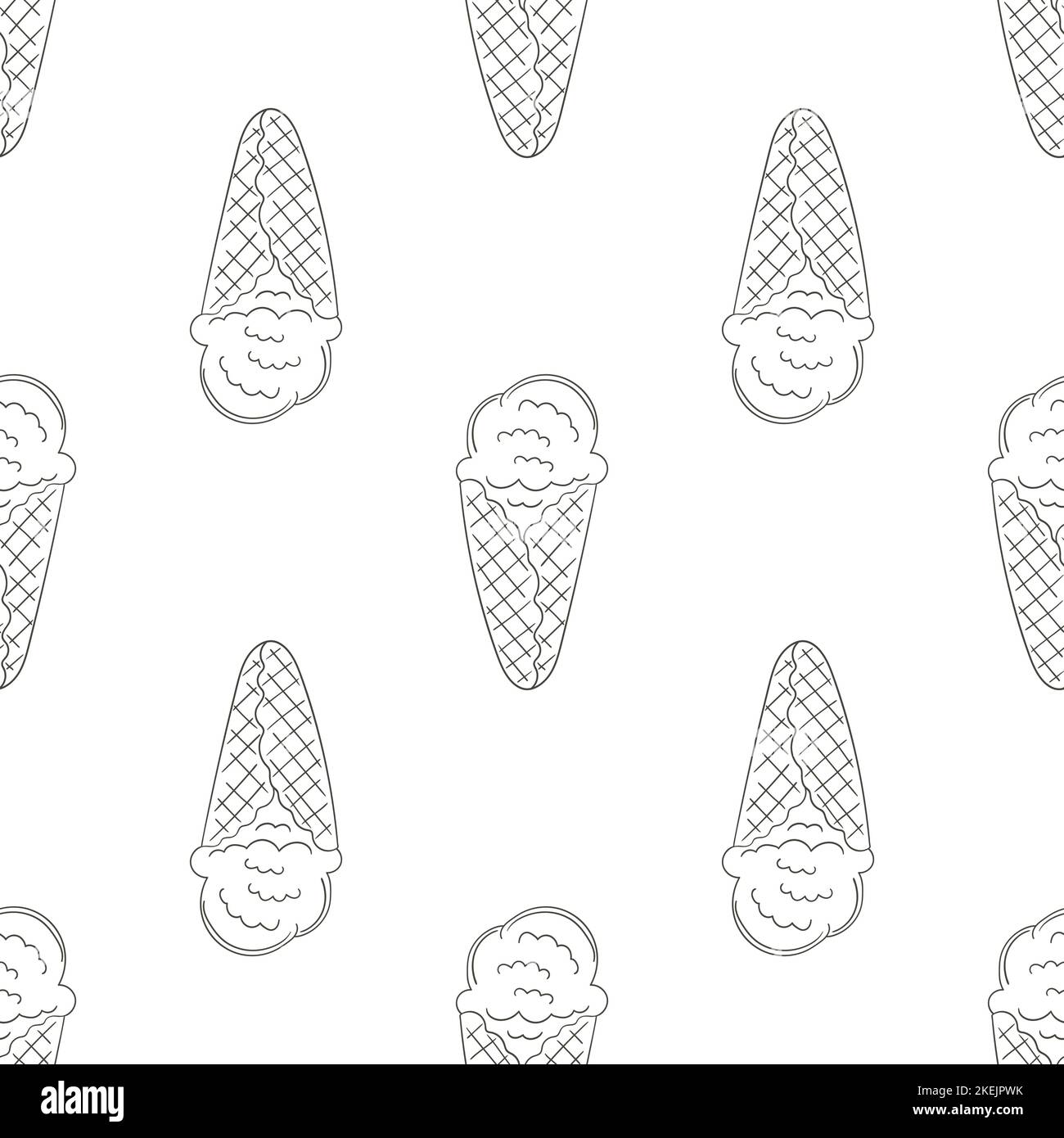 Summer. Coloring ice cream seamless pattern. Wonderful bright pattern with sweet cold dessert. Print Stock Vector