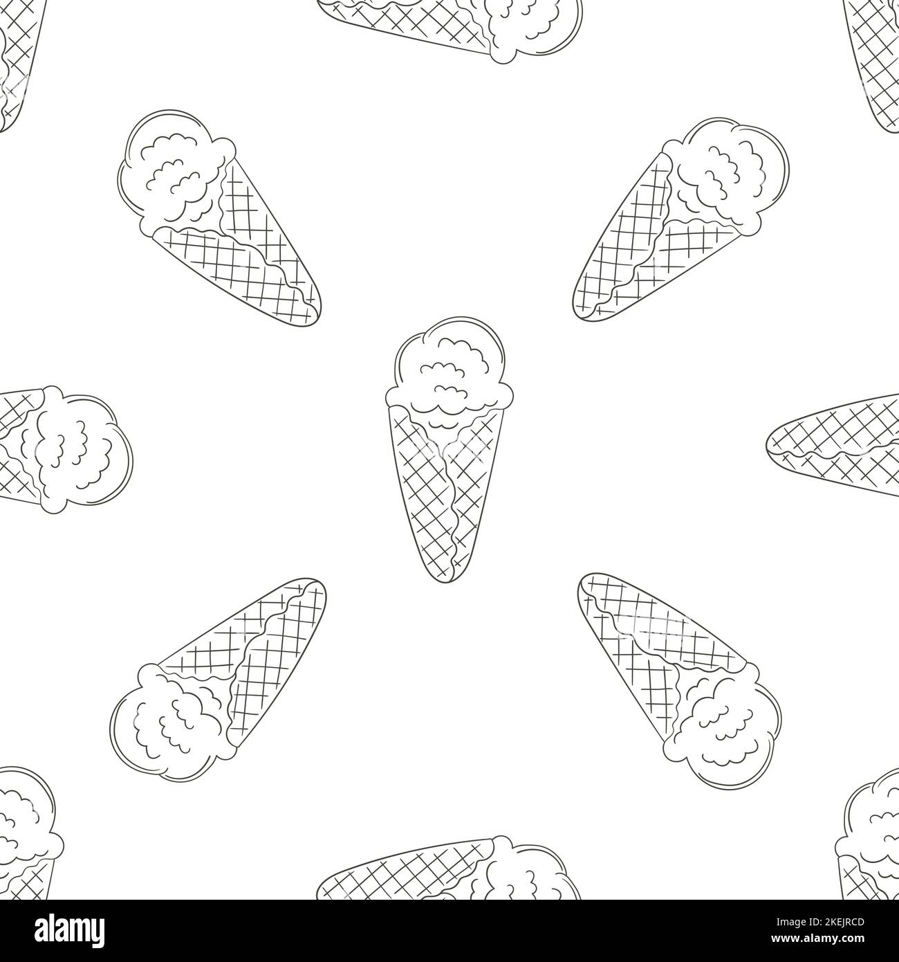Summer. Coloring ice cream seamless pattern. Wonderful bright pattern with sweet cold dessert. Print for cloth design Stock Vector