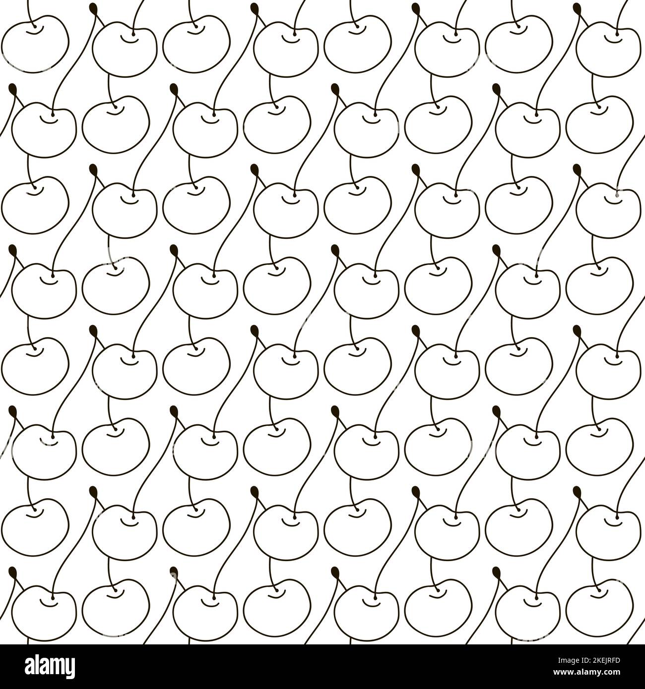 Berries seamless pattern. Coloring cherries. Cute pattern with cherries ...