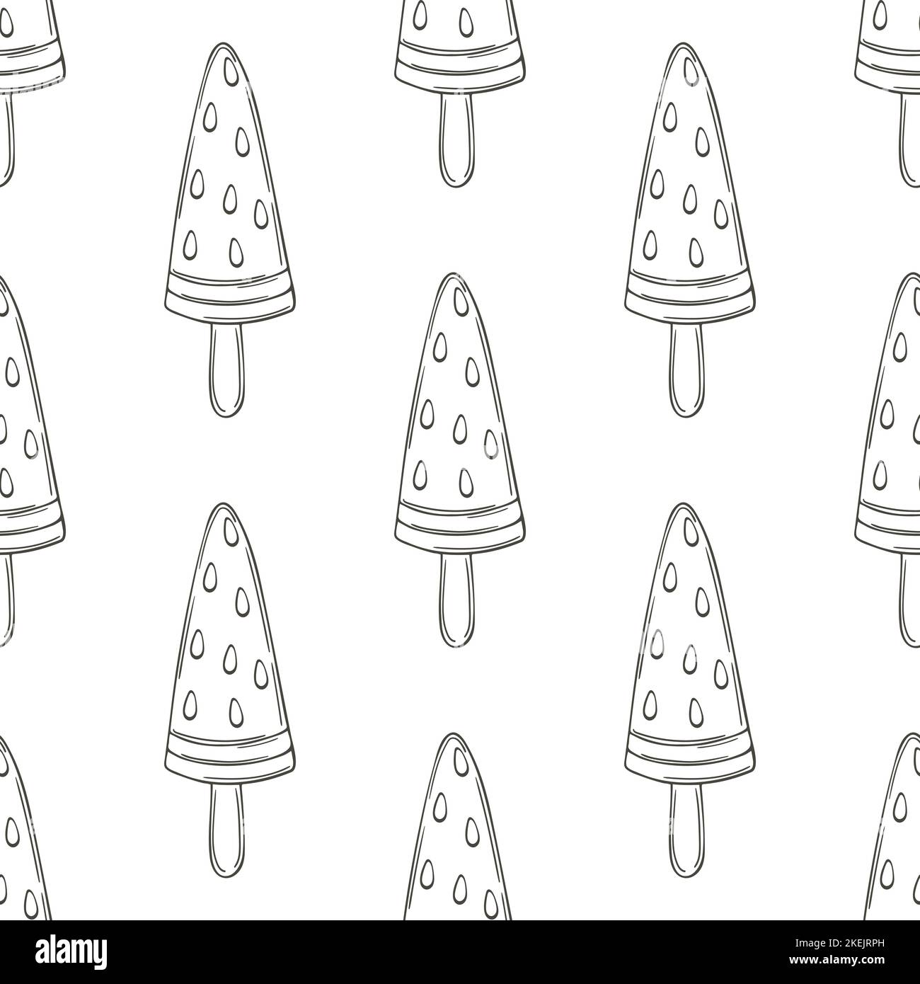Summer. Coloring ice cream seamless pattern. Wonderful bright pattern with sweet watermelon dessert. Print for cloth design, textile Stock Vector